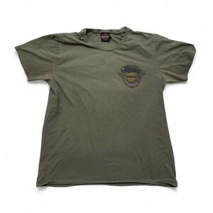 Harley-Davidson Khaki‎ Green Graphic T-Shirt, Springfield IL Dealer - Men's L